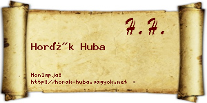 Horák Huba névjegykártya